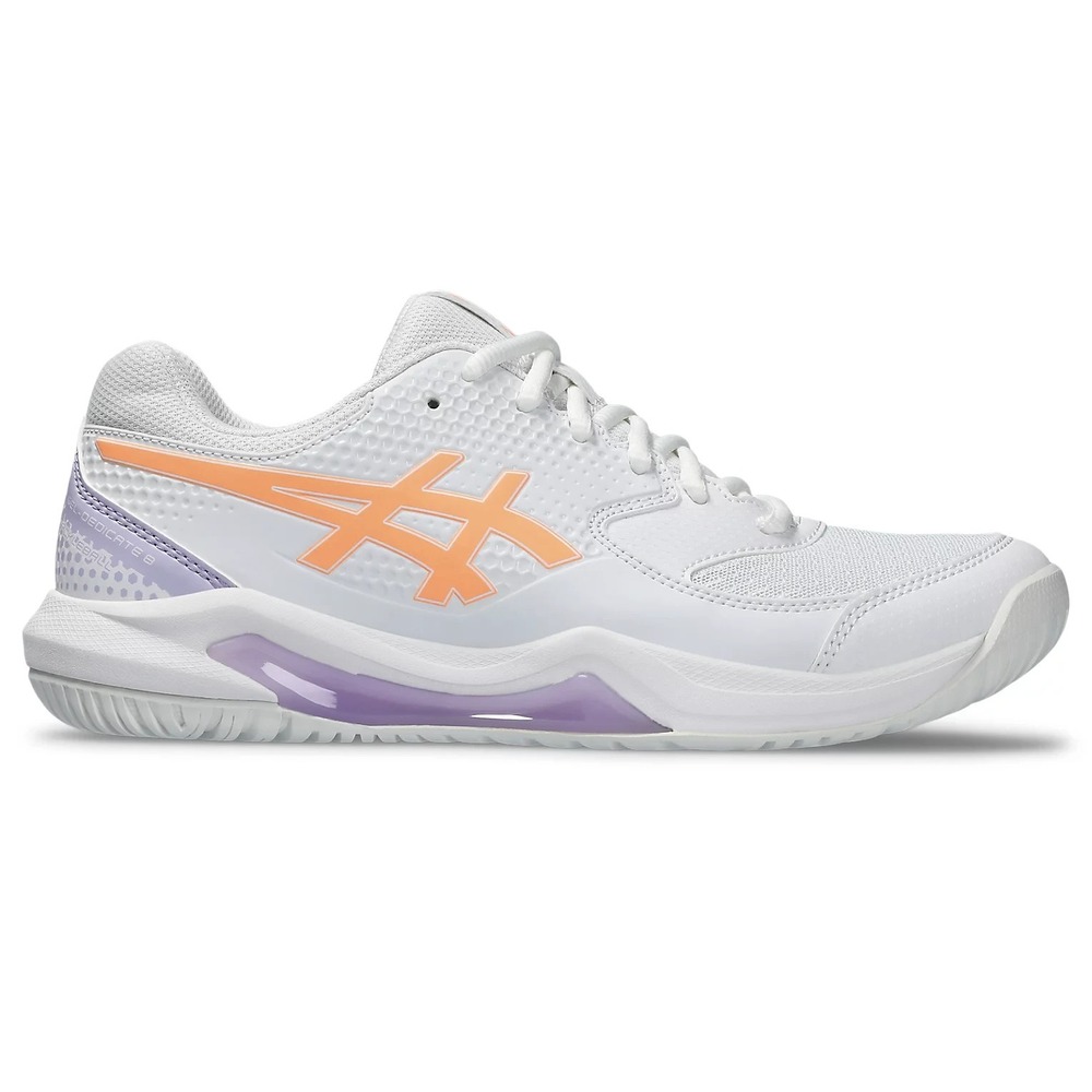 Womens Size 10- ASICS Gel Dedicate 8 Pickleball Shoes White/Bright Sunstone NEW